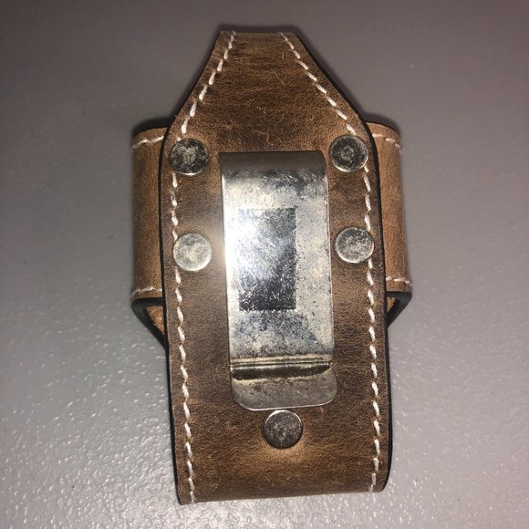 Vintage Leather Holster w/Gold Silver Star Embellishment Phone Multi-use Carrier - Picture 5 of 6